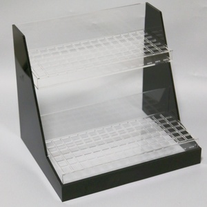 Countertop <span class=keywords><strong>Acrylic</strong></span> Son môi tổ chức đứng lucite bán lẻ trang điểm 2 tầng lưu trữ mỹ phẩm hiển thị - Product Image 3