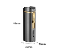 Briquet à cigares double flamme coupe-vent en alliage de zinc, écologique, style américain, coupe-cigares, fenêtre de niveau de carburant visible, torche au butane rechargeable