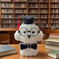 Kunstmatige schuimrozenbloem hond Bichon Maltese, eeuwig geconserveerde puppy Valentijnsdag romantisch cadeau groothandel