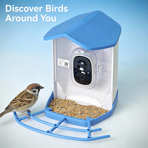 Distributeur de nourriture pour oiseaux solaire avec reconnaissance des espèces d'oiseaux par IA, caméra Wi-Fi, fonction étanche et enregistrement vidéo automatisé - Product Image 1
