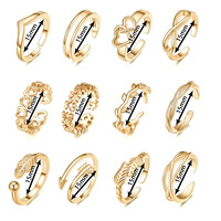 Bagues d'orteil ajustables en acier inoxydable plaqué or PVD 18 carats pour femmes, motif floral, bijoux pour sandales plates