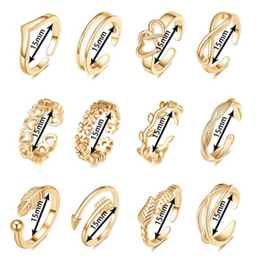 Fashion 18k PVD Gold Plated Stainless Steel Toe <b>Rings</b> <b>Adjustable</b> Toe <b>Rings</b> Women Flower Patter Flat Sandals Toe <b>Rings</b> Jewelry - Product Image 4