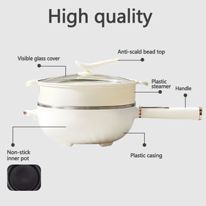 Marmite électrique multifonctionnelle 2-en-1 grande capacité antiadhésive avec couvercle en verre trempé, idéale pour la cuisson et la vapeur (usage commercial) - Product Image 3