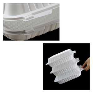 Caja de comida de almuerzo desechable ecológica de 10x10x3 pulgadas, apta para <span class=keywords><strong>microondas</strong></span>, sin BPA, 150 Uds. Por caja de cartón para llevar - Product Image 4