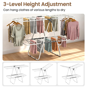 ราวตากผ้าแบบพับได้สองชั้น วัสดุโลหะ สำหรับใช้ในห้องน้ำ จากโรงงานโดยตรง - Product Image 3