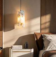 Luminaire suspendu LED cylindrique en pierre naturelle de luxe moderne, à intensité variable, pour salle à manger, salon, chambre à coucher, directement de l'usine