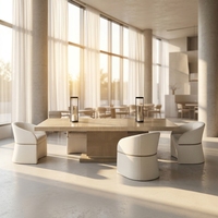 Ensemble de table à manger convertible en chêne blanc massif de style ferme moderne, 8 places, pour appartement et hôtel