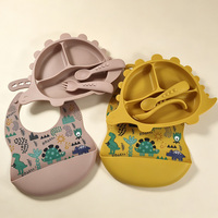 Produits d'alimentation pour bébés, ensemble de vaisselle en silicone avec logo personnalisé, matériau résistant à la chaleur, ensemble de repas durable, assiette à succion