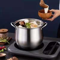 Grande marmite en acier inoxydable, pot à soupe et à ragoût polyvalent, compatible avec les cuisinières à gaz, à induction, électriques et en céramique pour la cuisine à domicile