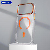 Étui de téléphone magnétique transparent VAWI B389 en PC haute transparence et résistant aux chocs avec cadre d'objectif métallique pour iPhone 17 Pro Max