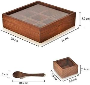 Boîte à épices en bois antique, design unique et luxueux, personnalisable, avec compartiments - Product Image 2