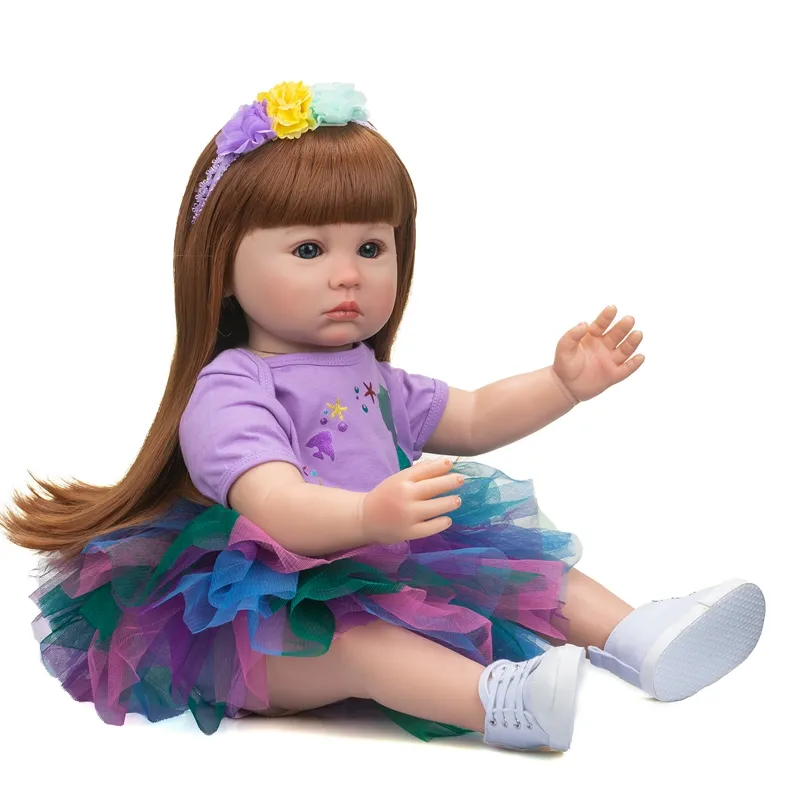 Muñeca Reborn de 60CM para niñas, juguete de cuerpo de tela suave