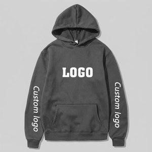 Sweat à capuche personnalisé pour homme avec poche kangourou, broderie et motif à carreaux, tissu polaire 360g, décontracté pour l'hiver - Product Image 1