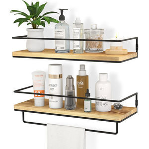 Étagère de rangement multifonction <span class=keywords><strong>murale</strong></span> en bois et en fer, 2 pièces, pour salle de bain, cuisine, salon, bureau - Product Image 6