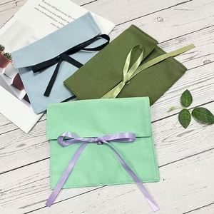 Pochette en coton de haute qualité, douce, personnalisée, emballage en coton, sac anti-poussière, pochette en coton recyclable avec rabat - Product Image 2