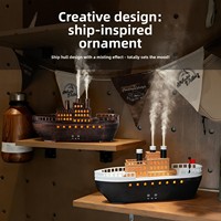 Diffuseur d'huiles essentielles YS Simulation Rétro Bateau à vapeur, machine d'aromathérapie de bureau à télécommande, ultrasonique à forte brume