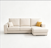 Canapé d'angle modulable en chenille crème en forme de L, canapé en tissu moderne pour salon, appartement, meubles de maison