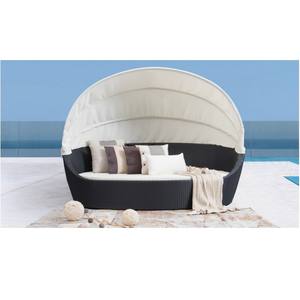 Outdoor-Freizeit <span class=keywords><strong>Poly</strong></span> <span class=keywords><strong>Rattan</strong></span> Sonnen liege Möbel Terrasse runde Chaiselongue - Product Image 1
