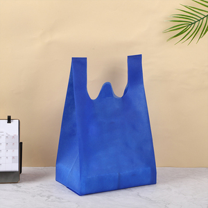 Venta al por mayor de compras en el supermercado, duradero, resistente, azul, no tejido, camiseta, bolsa de gran tamaño - Product Image 2