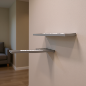 Mensole da parete in MDF grigio a nido d'ape con struttura in metallo, 47,2 pollici x 9,3 pollici, set da 2, resistenti, per soggiorno - Product Image 2