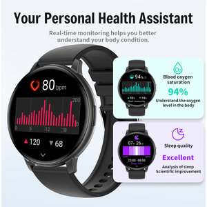Montre connectée AOC avec suivi du rythme cardiaque, de <span class=keywords><strong>l</strong></span>'<span class=keywords><strong>oxygène</strong></span> sanguin et du sommeil, longue autonomie de la batterie, étanche, appels Bluetooth, montre connectée sportive - Product Image 1