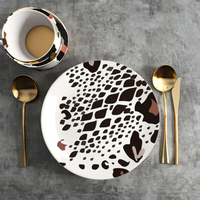 Service de vaisselle en céramique à imprimé animal, motif léopard et zèbre, assiettes en porcelaine pour mariage, fête, événement, décoration de table