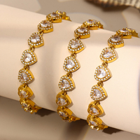 Ensemble de bijoux en acier inoxydable imperméable en gros, plaqué or 18 carats PVD, collier en zircon en forme de cœur, bracelet anti-ternissement