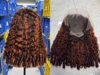 Perruque bouclée Pixie colorée P4/350 en cheveux naturels bruts birmans, avec dentelle frontale HD 13x6, perruque transparente en cheveux humains