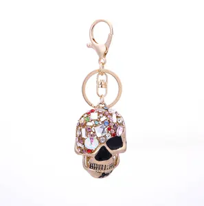 Fashion Crystal Keychain Car Keyring Gift Bag Car Accessories Keychains Metal Diamond Rhinestones Rose Skull Head Keychain