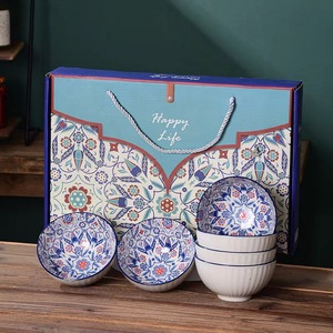 Bộ tô súp mì gạo Bohemian cao cấp tùy chỉnh, tô salad tròn bằng sứ, bộ quà tặng - Product Image 1