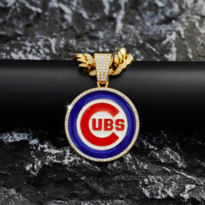 हिप हॉप क्यूब्स टीम मिश्र धातु हार, हीरे के साथ क्यूबन चेन हार - Product Image 3