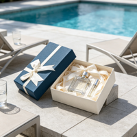 Coffret de parfum sur le thème de la chaise longue de piscine avec flacon de parfum, ensemble cadeau parfumé, emballage cadeau en gros, sur mesure