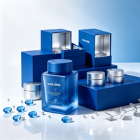 Bouteille carrée en verre de qualité alimentaire personnalisée de 100 ml et 180 ml, flacon de médicaments et de vitamines, pot à pilules bleu givré personnalisé pour les compléments alimentaires et les soins de santé