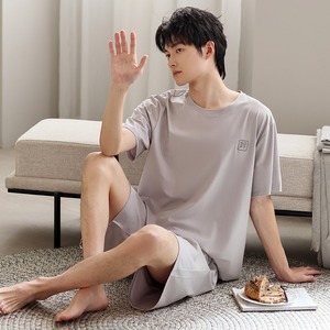 2025 nuovo pigiama estivo da <span class=keywords><strong>uomo</strong></span> modale traspirante pantaloncini di seta di ghiaccio Set di <span class=keywords><strong>abbigliamento</strong></span> per la casa in maglia - Product Image 6