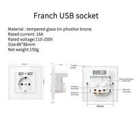 SIXWGH 86 Style panneau de verre USB prise murale France prise électronique Standard NFC 16A Double prise USB prise d'alimentation intégrée mur