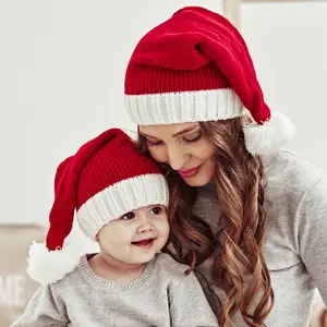 अभिभावक बच्चे ऊनी यार्न क्रिसमस टोपी एकल गेंद एक्रिलिक बच्चे माँ त्योहार गर्म सर्दियों बुनना टोपी
