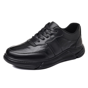 Baskets décontractées pour hommes en cuir véritable, cuir de vachette pleine fleur avec finition texturée à la main, légères, polyvalentes et antidérapantes - Product Image 2