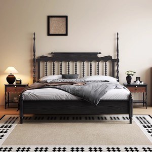 Cabecero Tallado de Madera Maciza Negra Personalizado, Minimalista y Ecológico, para Proyectos de Hoteles y Apartamentos, OEM, ODM, Venta al Por Mayor - Product Image 4