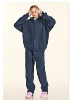Survêtement doublé polaire 345gsm de haute qualité OEM jogging zippé à impression bouffante pour hommes unisexes vêtements d'hiver