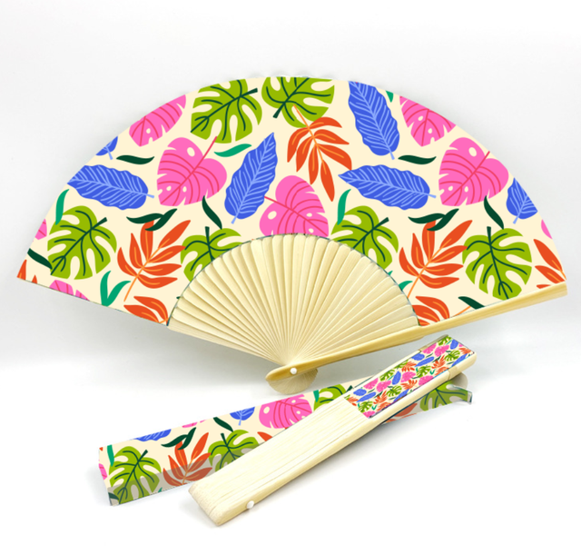 BSBH Eco-friendly 21cm Mini Bamboo Handheld Fan Custom Printed for Rave Party Wedding Performance Promotional Gift Folding Fans