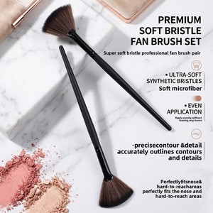 Pinceau surligneur en bois avec poils en fibres pour le visage, outil de maquillage pour le contour et l'illumination, idéal pour les salons de beauté - Product Image 2