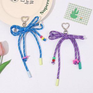 Bán Buôn Tay Dệt Bow Hình Dạng Polyester Dây Buộc Màu Móc Chìa Khóa Túi Mặt Dây Chuyền Và Dệt Móc Chìa Khóa Túi Mặt Dây Chuyền - Product Image 4