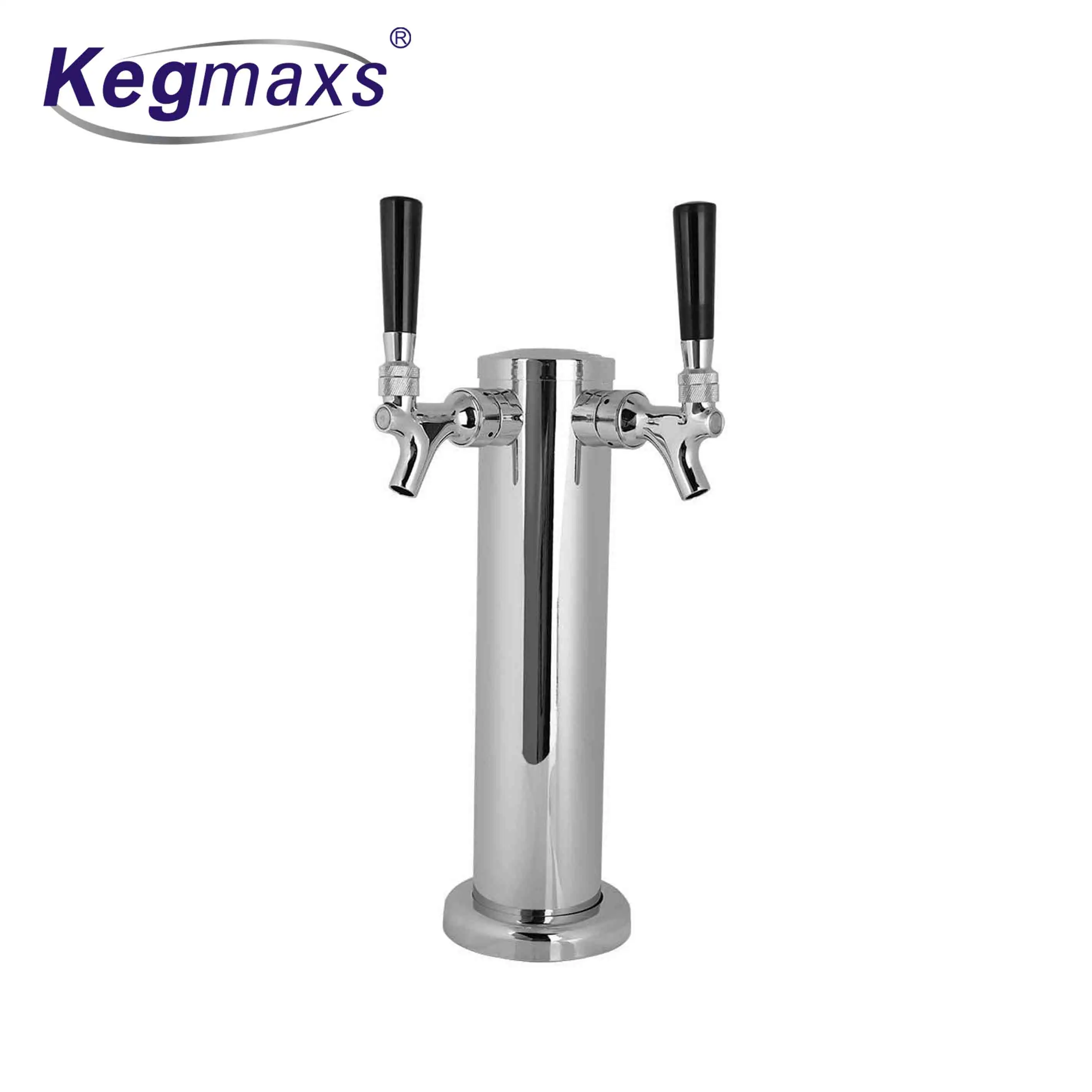 Kegmaxs Stainless Steel Beer Dispenser Draft Beer Kegerator Tower Kit with Faucet Double Tap 2 Hose Beer Tower Set