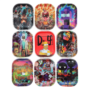 Khay cuốn thuốc lá kim loại tùy chỉnh bán buôn, khay đựng thảo mộc 18*14cm, thiếc trơn màu đen, khay thuốc lá trống - Product Image 6