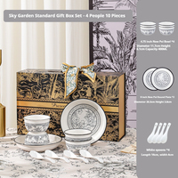 Service de table en céramique moderne, coffret cadeau avec assiettes et bols en porcelaine de luxe pour mariage, Noël, dîner à la maison, cadeau