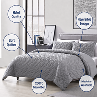 Ensemble de literie matelassée de qualité hôtelière en 3 pièces, ensemble de couette de luxe avec 2 taies d'oreiller