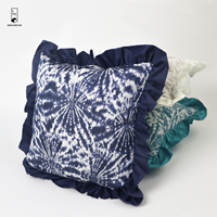 Housse de coussin imperméable jacquard effet soleil couchant à volants 18x18 pour extérieur, résistante aux UV, ignifuge, décor tie-dye