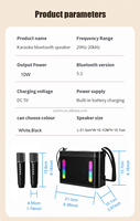 Haut-parleur Bluetooth sans fil portable rechargeable pour karaoké extérieur, haute puissance, petit format, avec deux micros et sangle 927