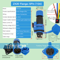 Connecteur de fil de joint de connexion rapide étanche IP68 sans soudure prise mâle femelle ZX20 connecteurs de câble circulaires Flange-5P
