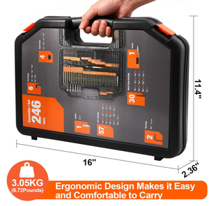 Juego de 246 Brocas <span class=keywords><strong>y</strong></span> Puntas de Destornillador, Multiusos para Madera, Metal <span class=keywords><strong>y</strong></span> Cemento, con Estuche de Almacenamiento Portátil - Product Image 4